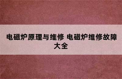 电磁炉原理与维修 电磁炉维修故障大全